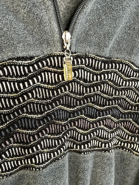 Retro Tundra Canada Fleece Knit Pattern Half Zip Sweater (XXL)