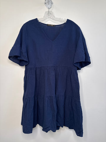 Fancyinn Blue Cotton-Blend Babydoll Dress (XL)
