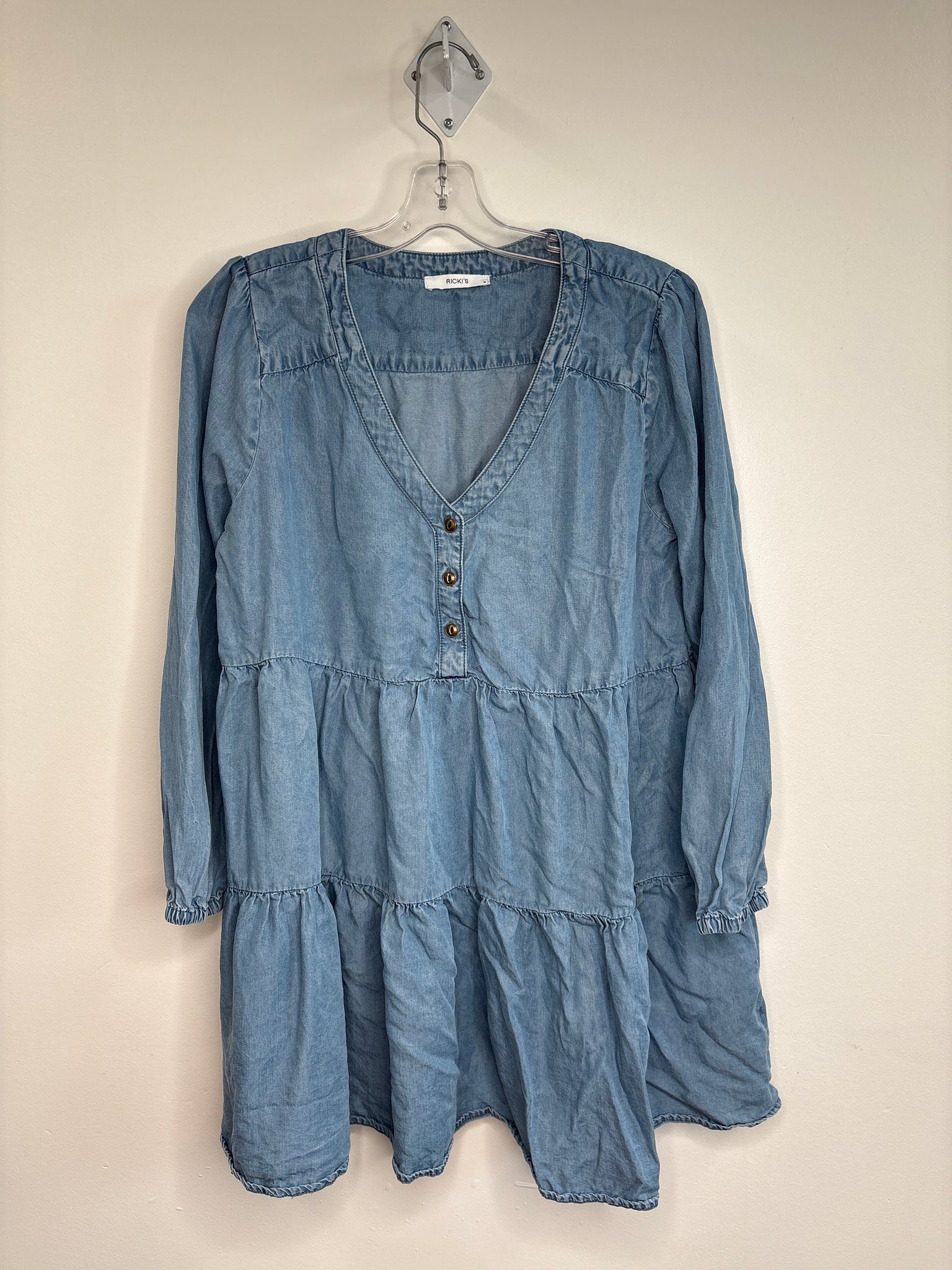 Ricki’s Tiered Smock Denim Mini Dress (M)
