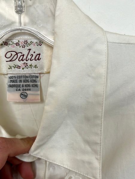 Vintage Dalia Button-Up Front Tie Blouse (M)