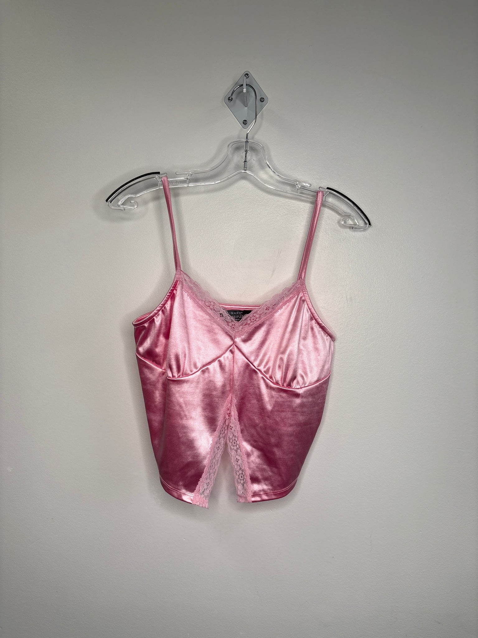 Retro Primark Y2K Satin Lace Cropped Top (M)