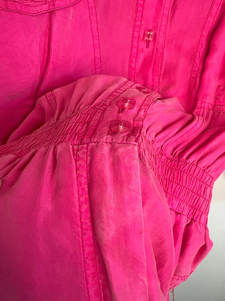 Vintage Sandwalk Silk by Bianca Hot Pink Silk Jumpsuit (S)