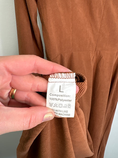 Long Sleeve Corduroy Maxi Dress (L)
