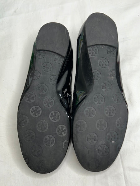 Tory Burch Reva Black Patent Leather  Ballet Flats Shoes (9MM)