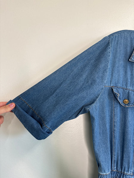 Vintage Casual Tall Girl Cotton Denim Jumpsuit (12T)