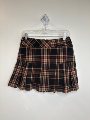 Suzy Shier Pleated Plaid Mini Skirt (0)