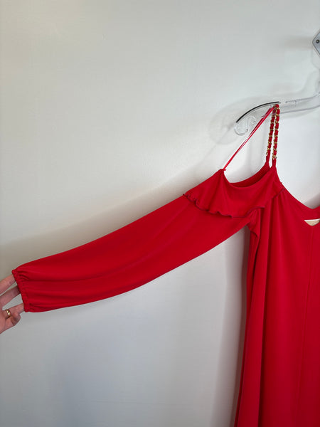 Michael Kors Red Coral Cold Shoulder Mini Dress (M)