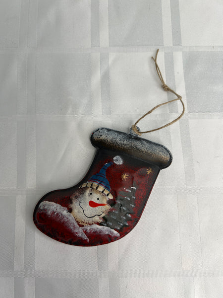 Snowman On A Stocking Christmas Ornament