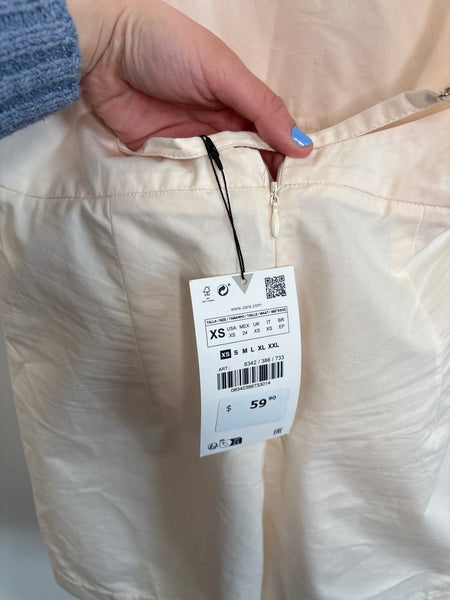 Zara Cream Halter Tie-Neck Romper  (L)