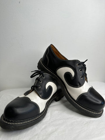 Vintage John Fluevog Gibson Swirl Angels Black/White Leather Oxford Shoes (US 11)