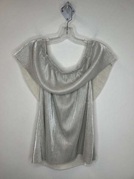 NWT A.N.A Silver Metallic Sleeveless Blouse (L)