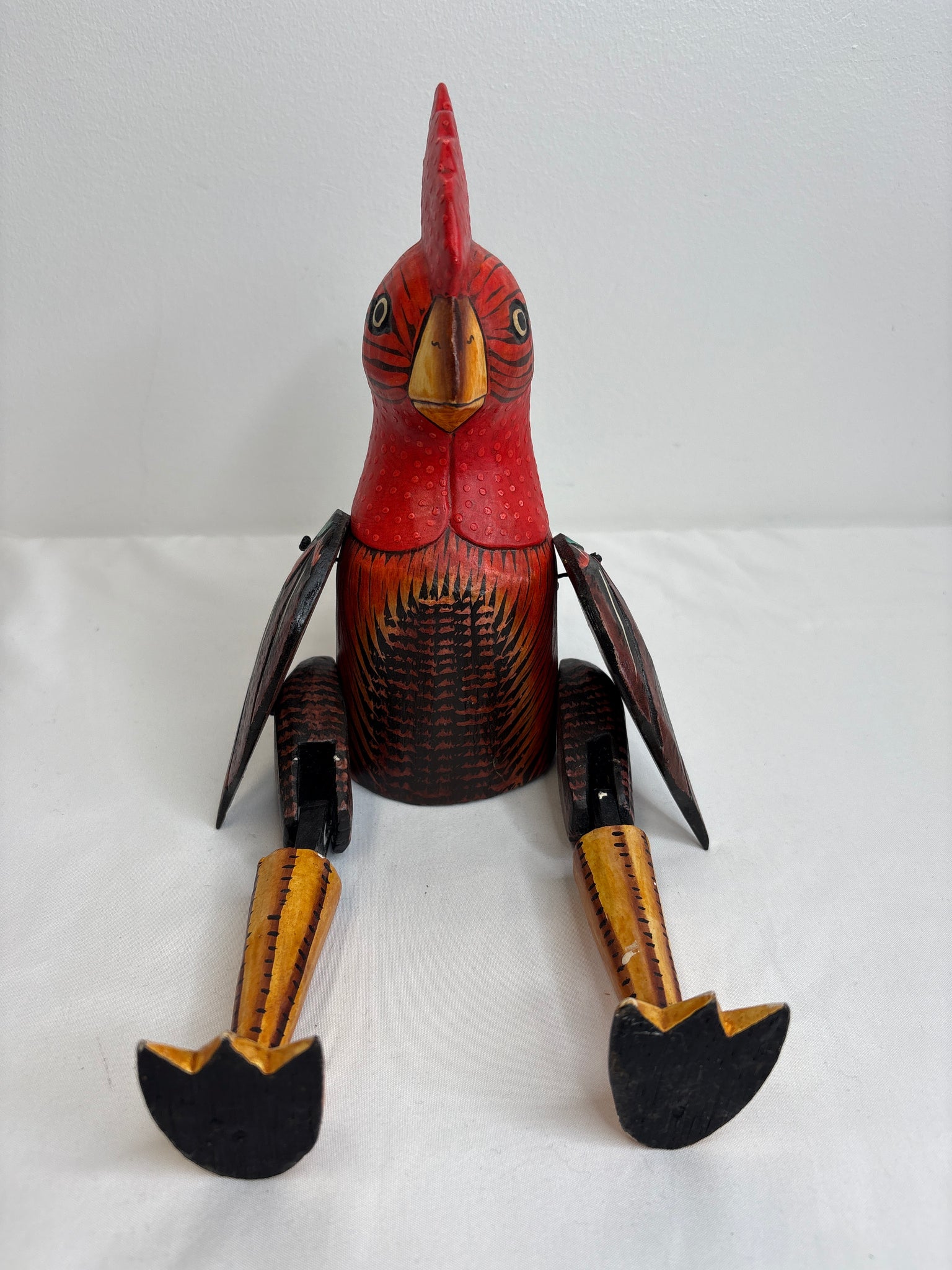 Chicken Bird Wooden Carved Figurine Animal Decor