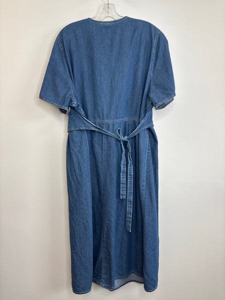 Vintage Image Floral Embroided Maxi Denim Dress (24W)