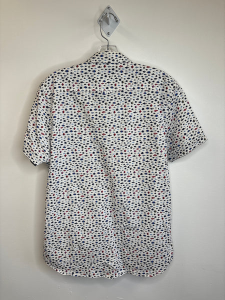 International Report Short-Sleeve Button-Down Fish Print Shirt (M)
