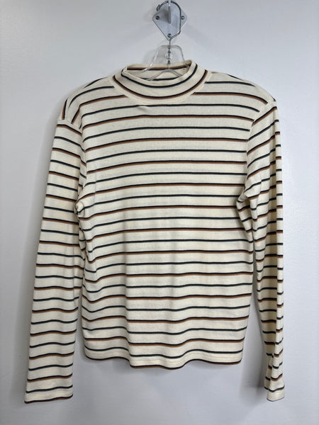 Northern Reflections Striped Cotton Mockneck Sweater (L)
