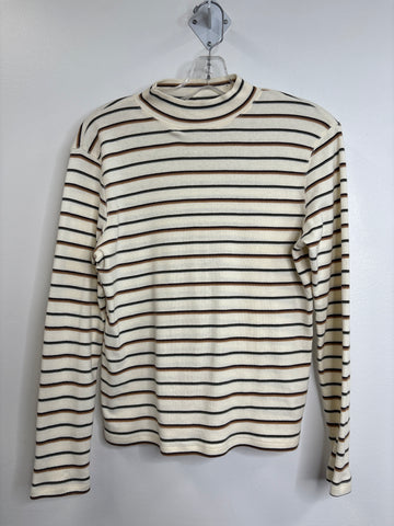 Northern Reflections Striped Cotton Mockneck Sweater (L)