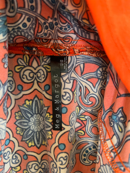 Meg & Margot Orange Paisley Midi Skirt (XS)