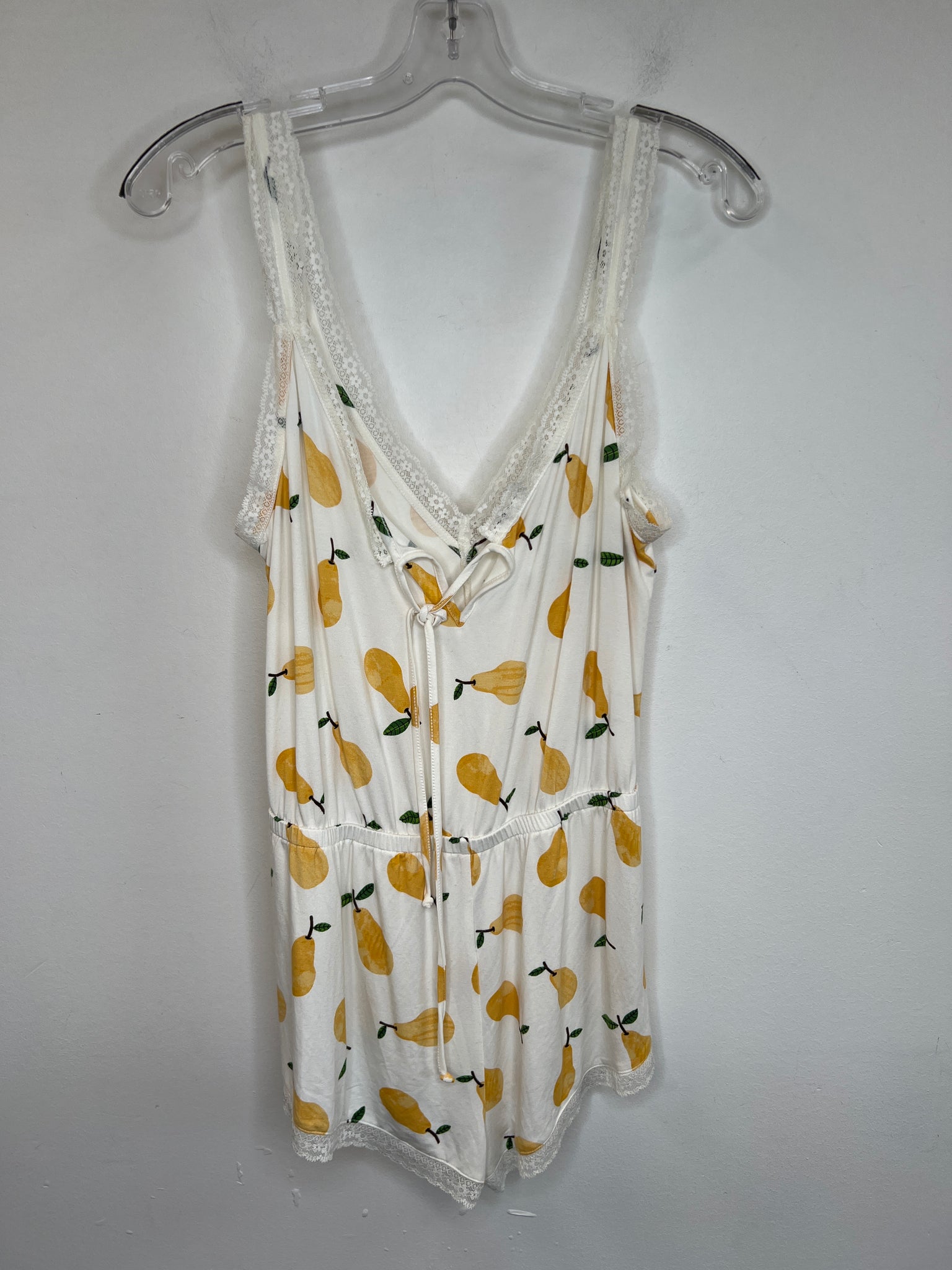 Forever21 Yellow Pear Print Sleeveless Romper (M)