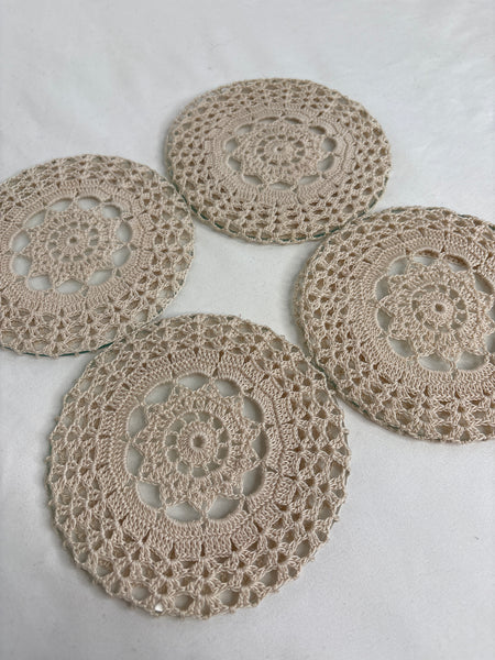 SET OF 4 Crochet Glass Coaster