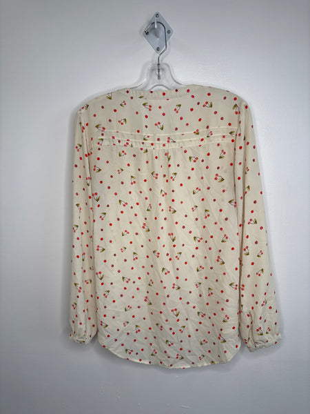 Lauren Conrad Sheer Cherry Printed Blouse (M)