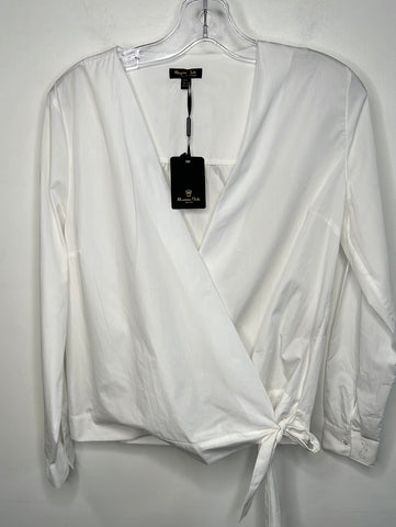 NWT Massimo Dutti White Cross Over Dress Shirt Long Sleeve blouse (10)