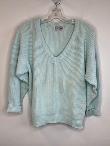 Retro Nina Klein Knitted Ribbed V-Neck Sweater (L)