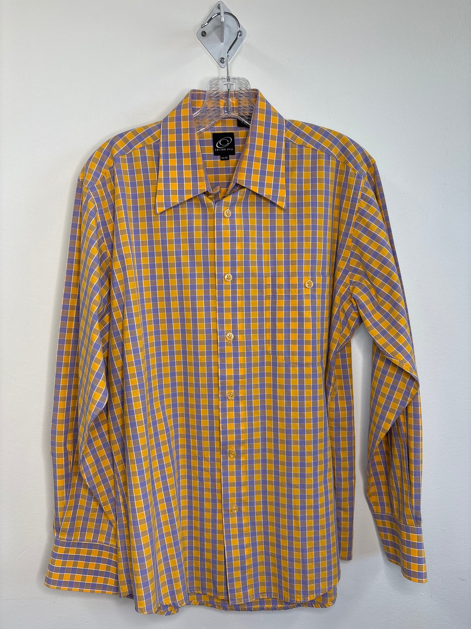 Cotton Reel Yellow & Purple Plaid Button-Up Shirt (M)