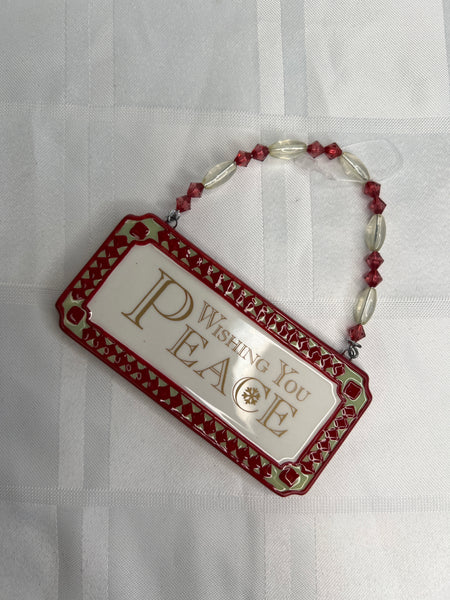 Giftcraft Ceramic Wishing You Peace Christmas Ornament