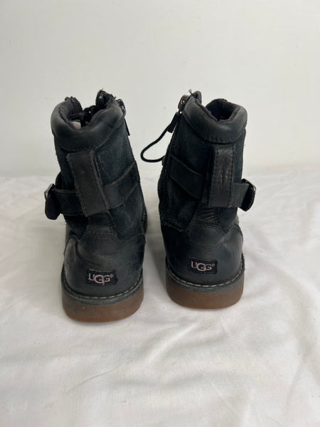 UGGs Black Leather Lace Up Combat Boots (US 4)