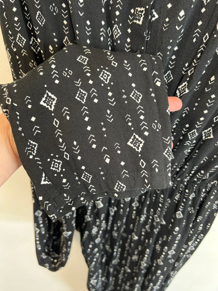 LCW Casual Black Print Jumpsuit (EU 40)