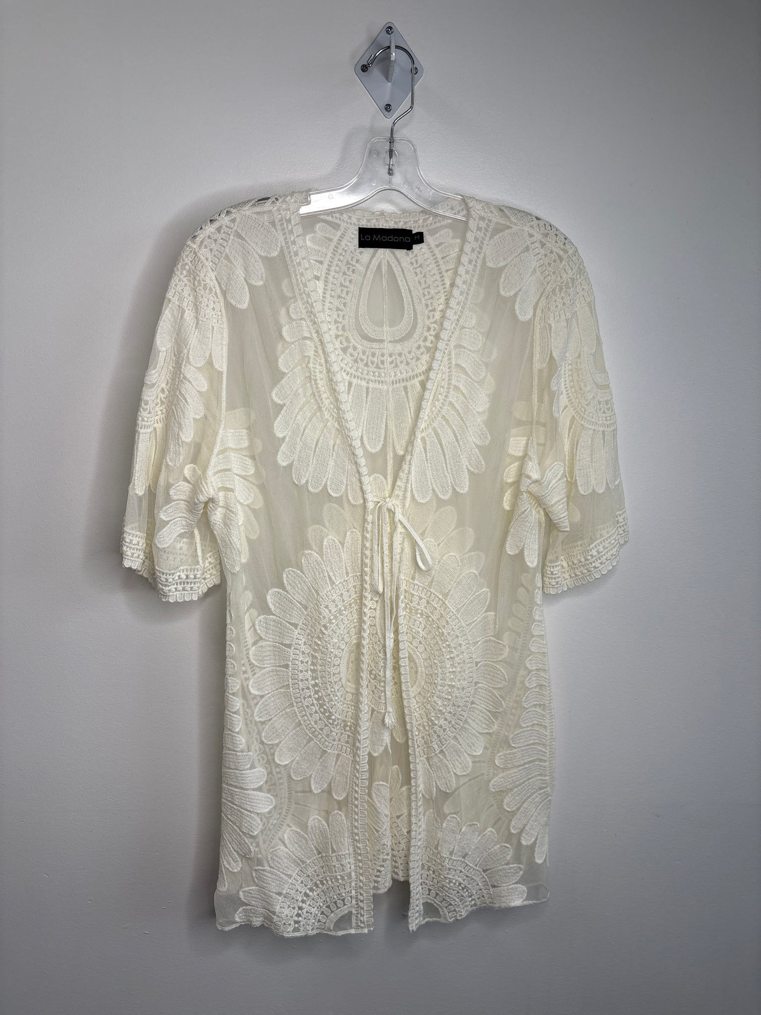 La Madona Embroidered Lace Sheer Swimwear Cover Up (M)