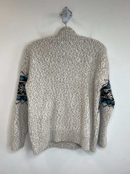 Light Grey Nordic Block Knitted Long-Sleeve Sweater (M)