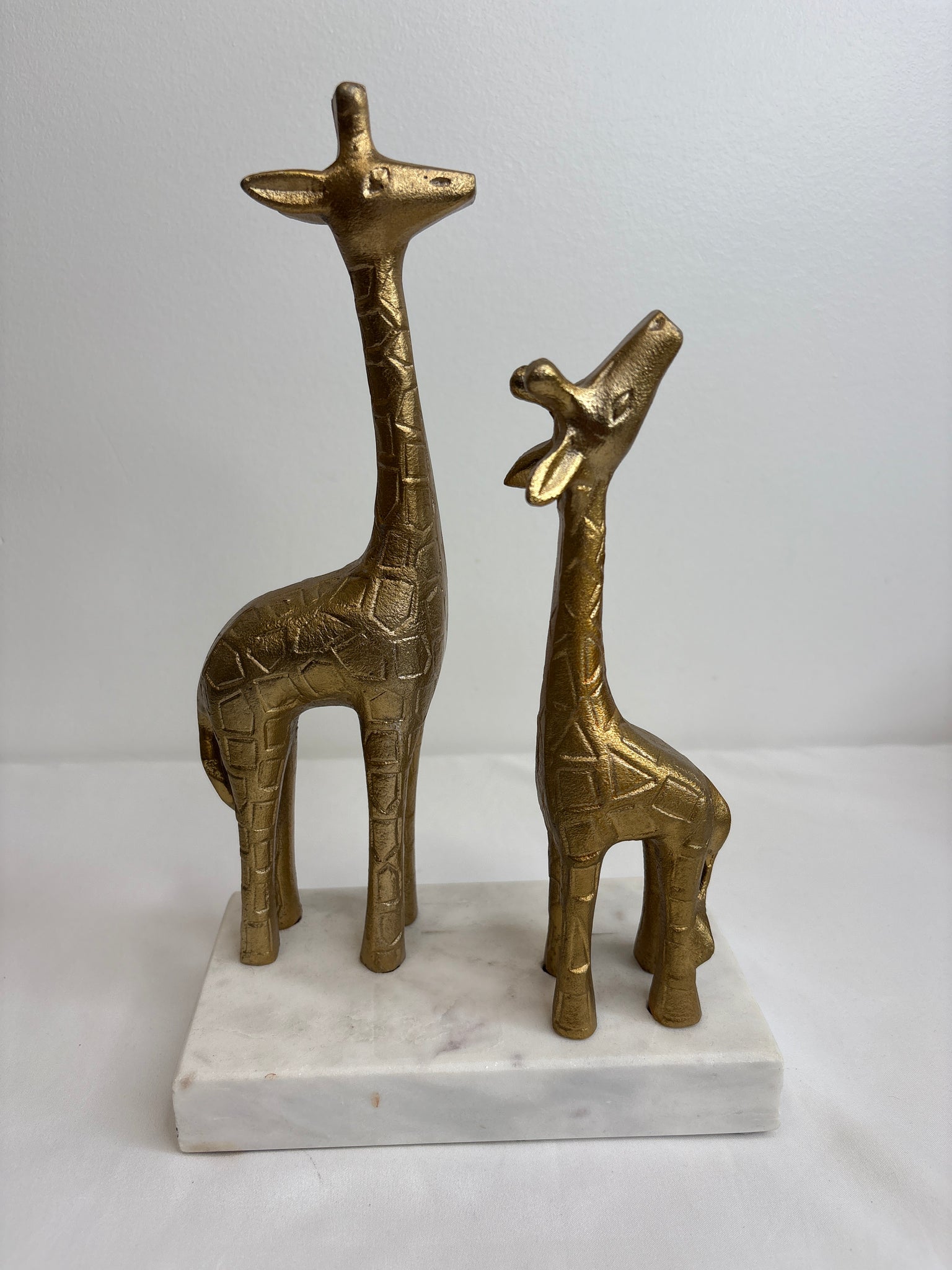 Giraffe Brass Figurine Statue Marble Base Hand Crafted