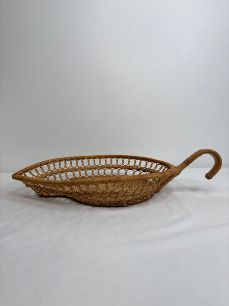 Vintage Wicker Leaf Shaped Basket