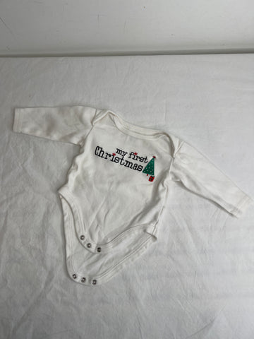 The Littlest White "My First Christmas" Long-Sleeve Onesie (0-3M)