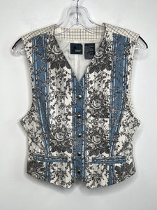 Retro Liz Wear Floral Button-Up Vest (S)