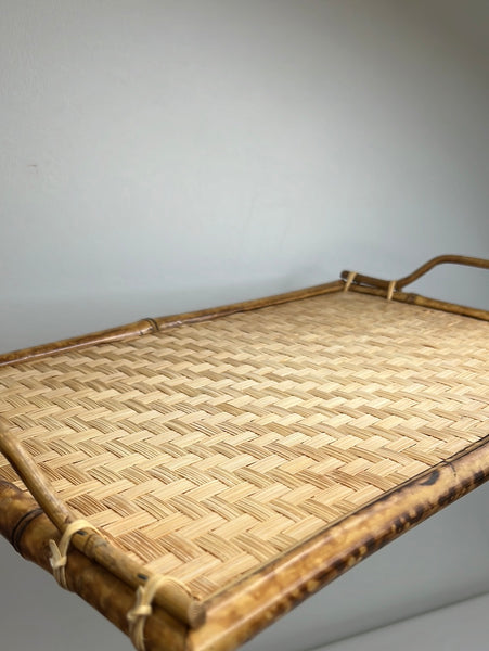 Rattan Rectangular Serving Tray With Handles