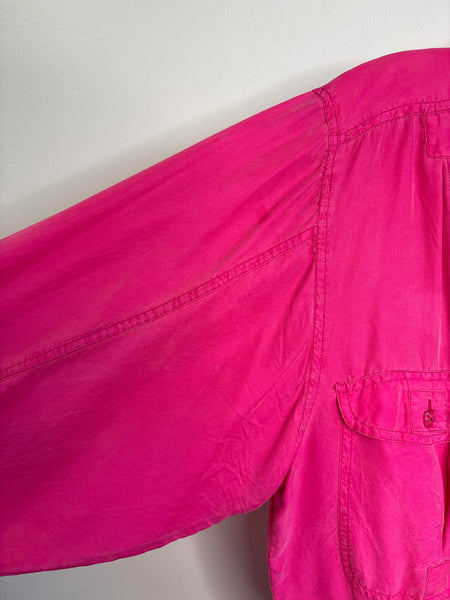 Vintage Sandwalk Silk by Bianca Hot Pink Silk Jumpsuit (S)