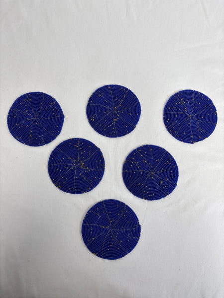 SET OF 6 African Beaded Coasters