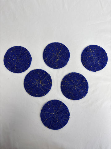 SET OF 6 African Beaded Coasters