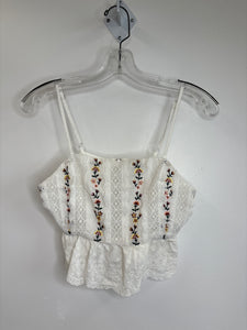 Forever21 Cropped Floral Lacey Eyelet Embroidered Top (S)