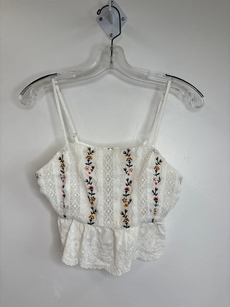Forever21 Cropped Floral Lacey Eyelet Embroidered Top (S)