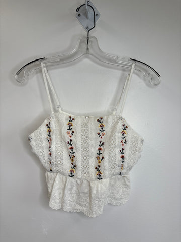 Forever21 Cropped Floral Lacey Eyelet Embroidered Top (S)