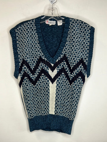 Retro Lumiere Knitted V-Neck Vest (M)