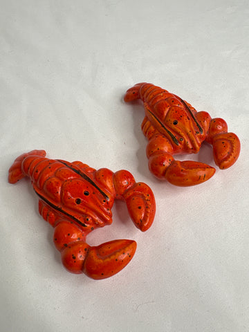 Vintage SET OF 2 Lobster Salt + Pepper Shakers