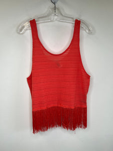 H&M Divided Orange Fringe Hem Sleeveless Crop Top (L)