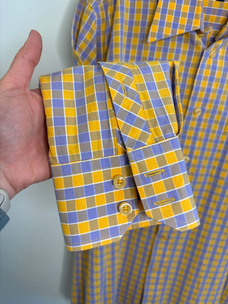 Cotton Reel Yellow & Purple Plaid Button-Up Shirt (M)