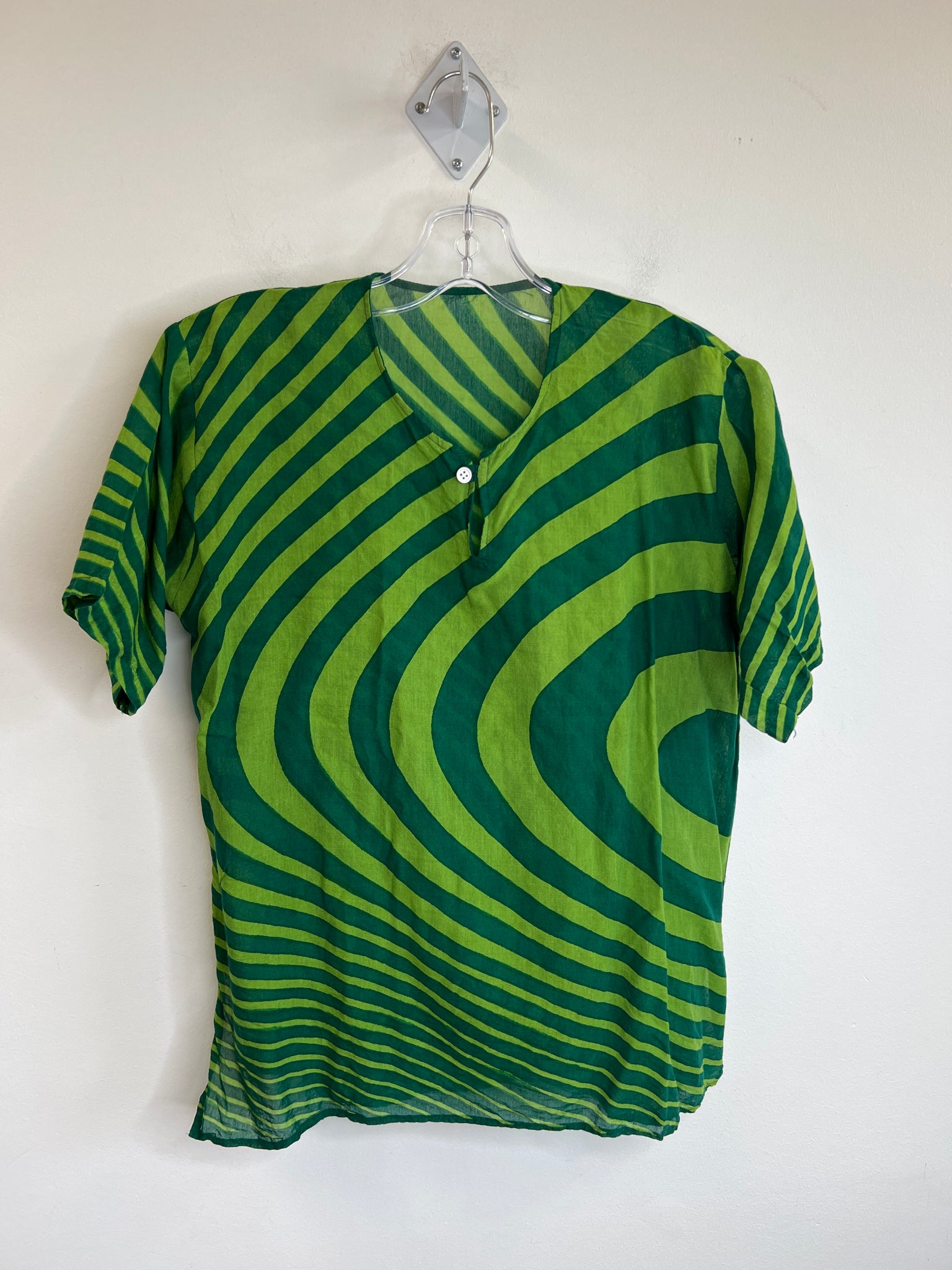 Green Stripe Short-Sleeved Top