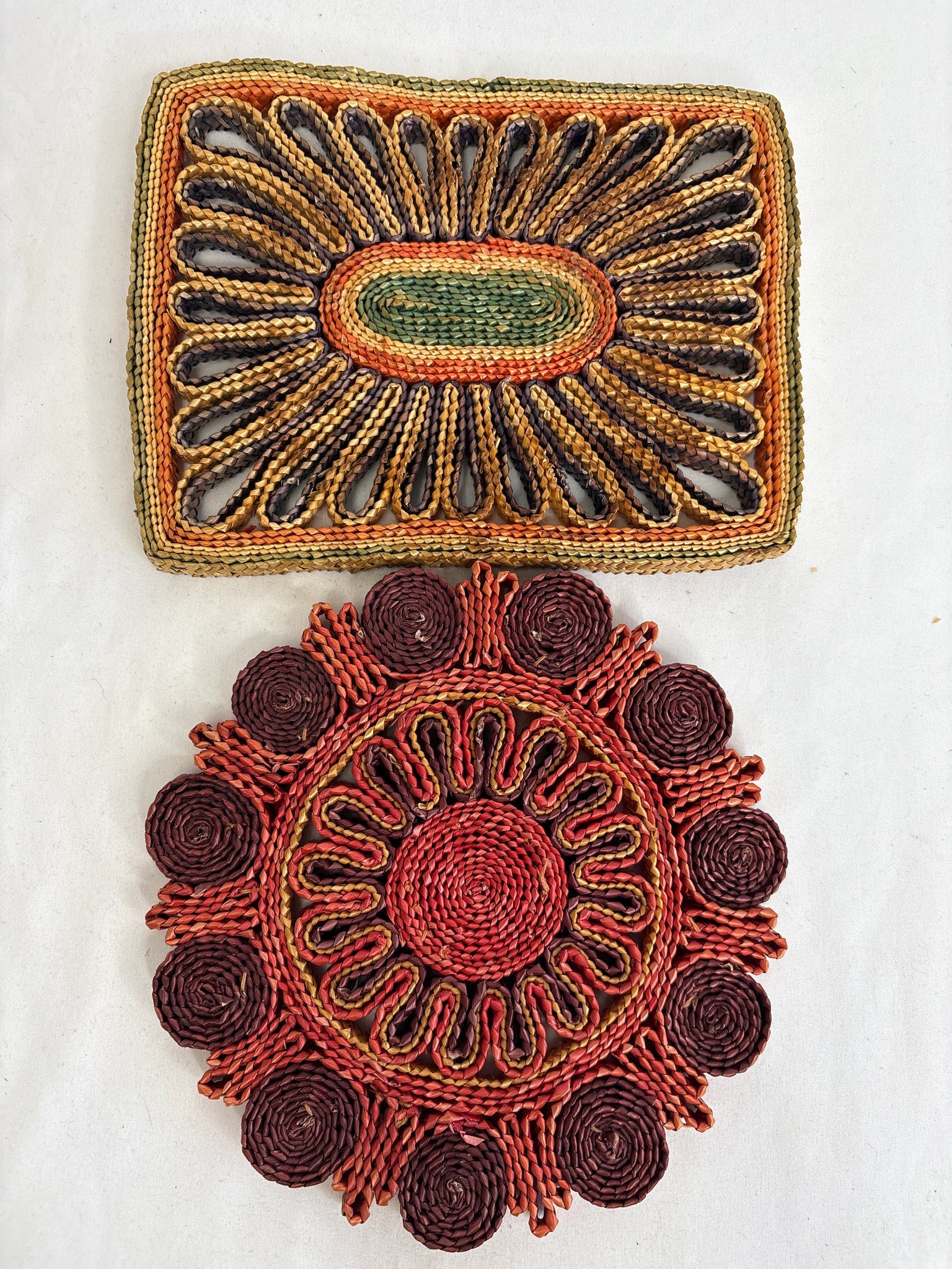 SET OF 2 Retro Woven Trivets