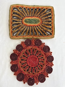 SET OF 2 Retro Woven Trivets